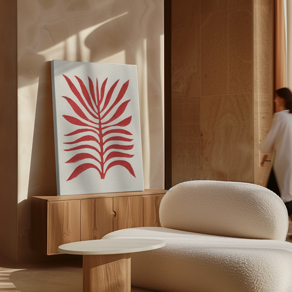 Canvas print - Red Branch / Lino Print over cabinet