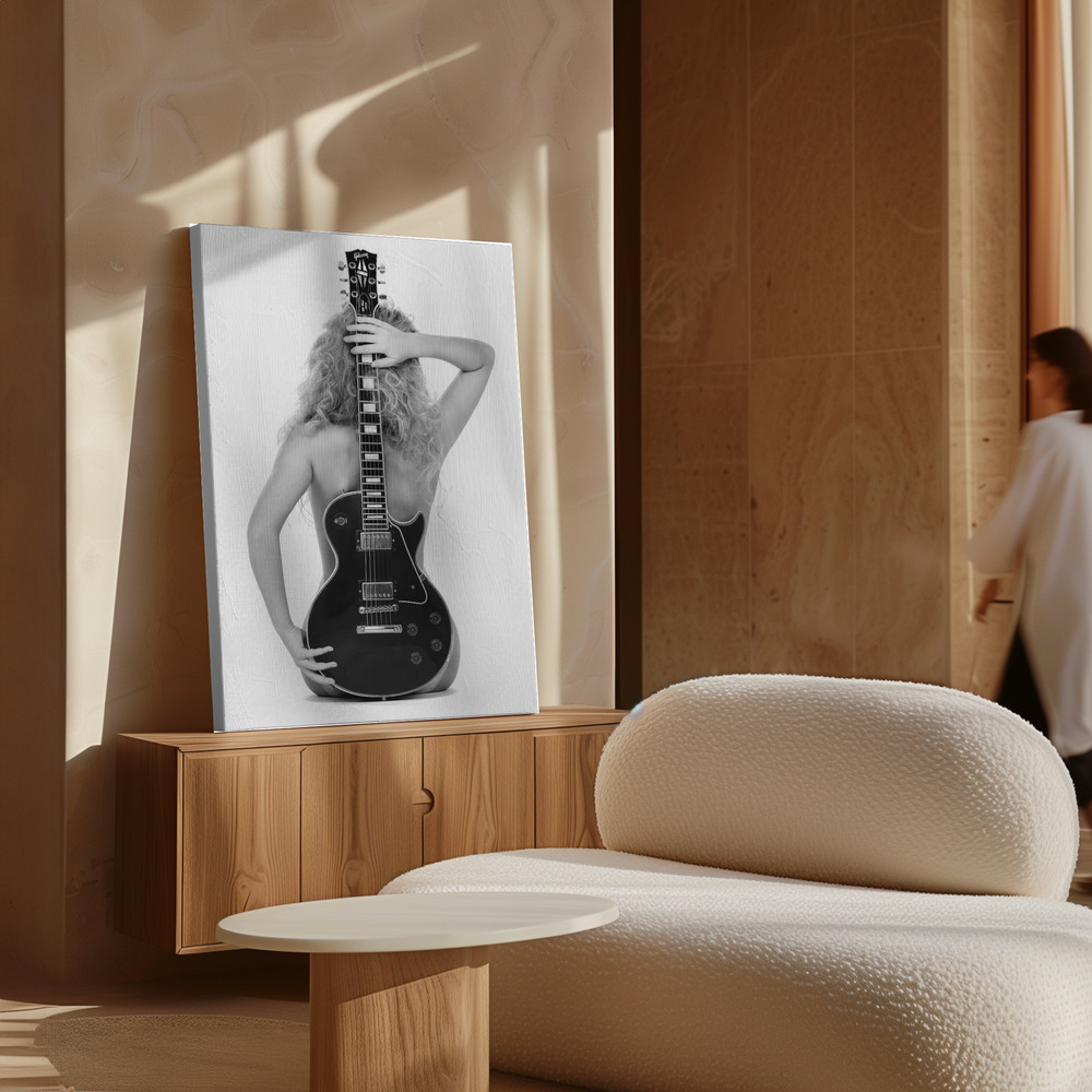 Canvastavla Lady And The Les Paul - Tavla över skåp