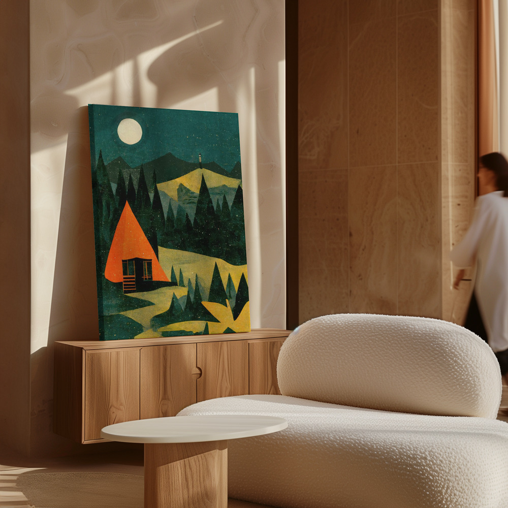Lærred - Cabin In The Forest over skab