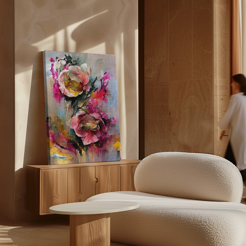 Canvas print - Wild Roses over cabinet