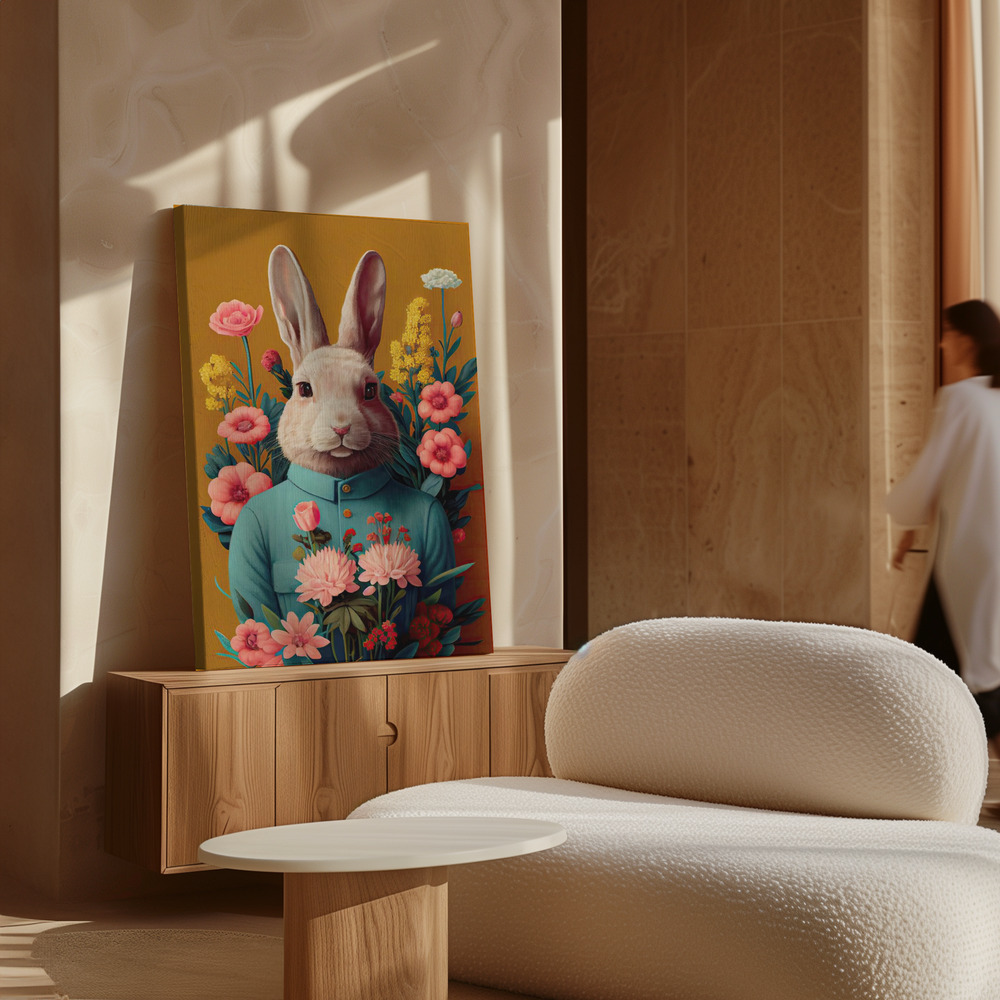 Canvas print - Mr Easter Bunny over cabinet