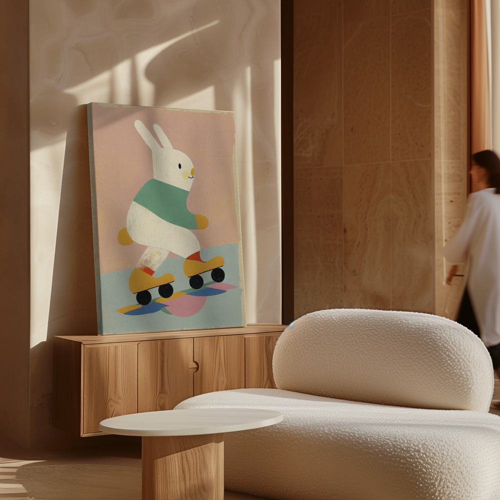 Canvas print - Skating Bunny over cabinet