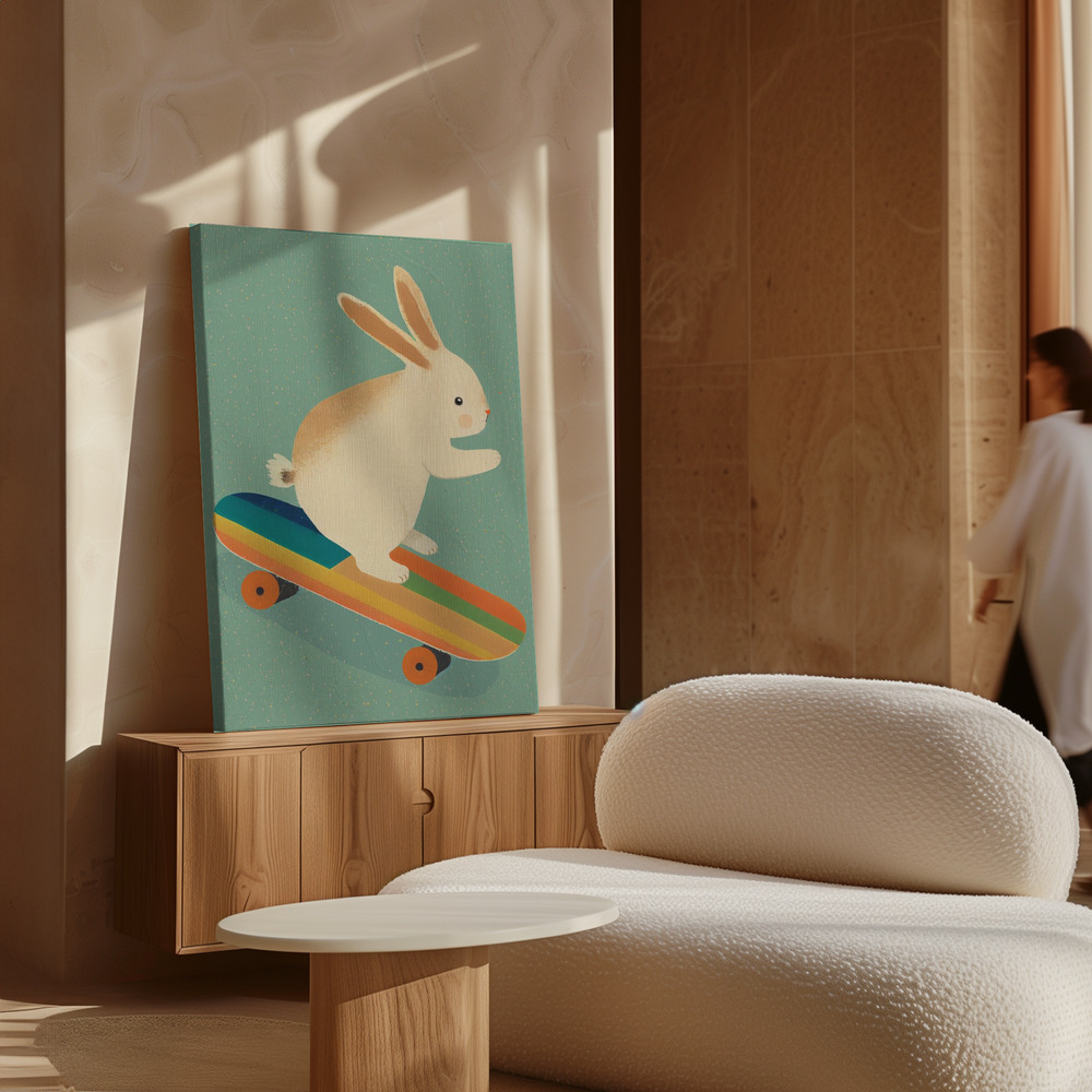 Canvas print - Bunny On Skateboard over cabinet