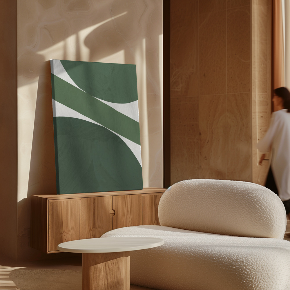 Lærred - Green Abstract over skab