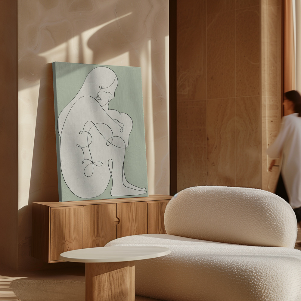 Canvas print - Sitting Woman Green over cabinet