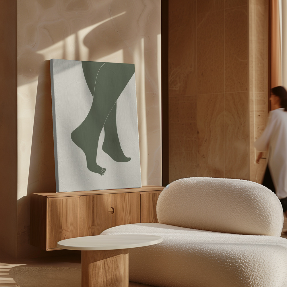 Canvas schilderi - Tip Toe Green boven kast