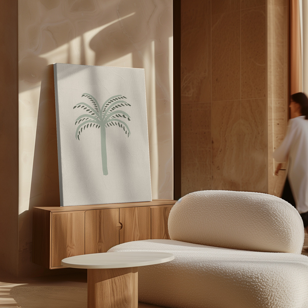 Obraz na płótnie - Palm Beige and Green nad szafką