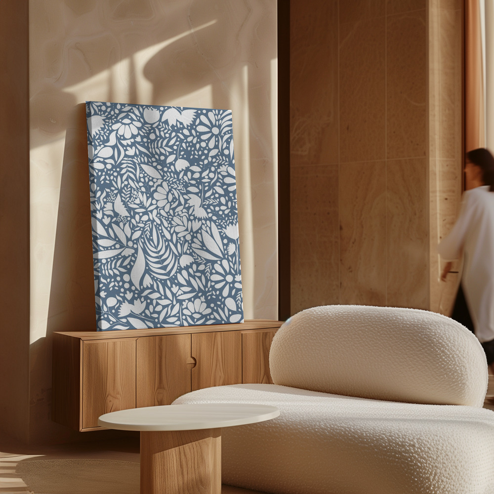 Lienzo - Scandi blue white pattern 1 sobre armario