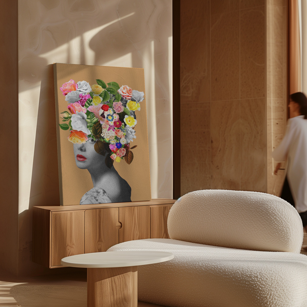 Lærred - Floral portrait over skab