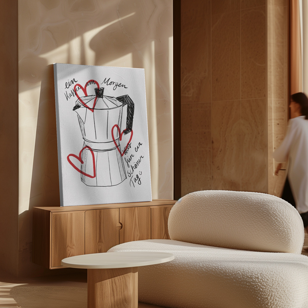 Lærred - Kaffee am Morgen over skab