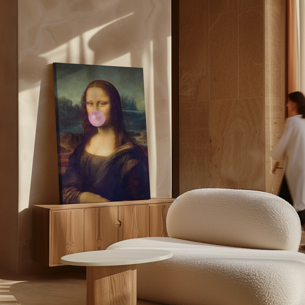 Canvas print - Mona Lisa Bubble Gum over cabinet