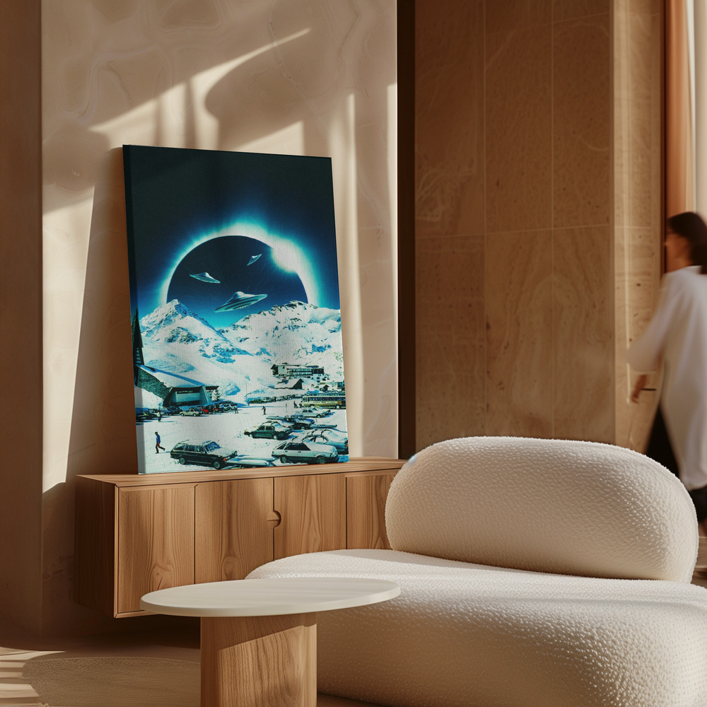 Canvas print - Winter Eclipse over cabinet