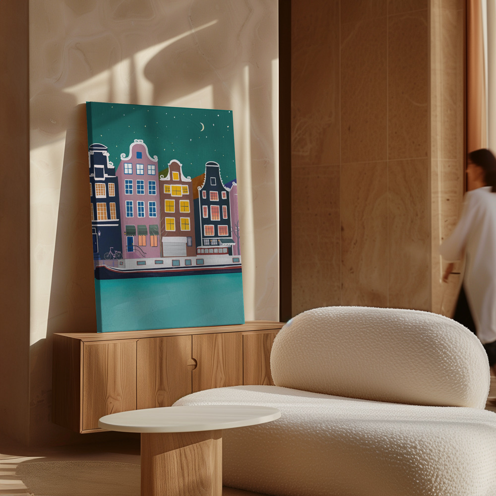 Toile - Amsterdam by night au-dessus de l'armoire