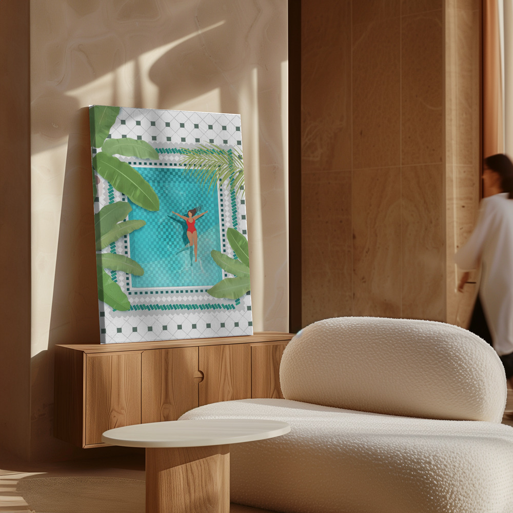 Canvas schilderi - Riad Pool boven kast