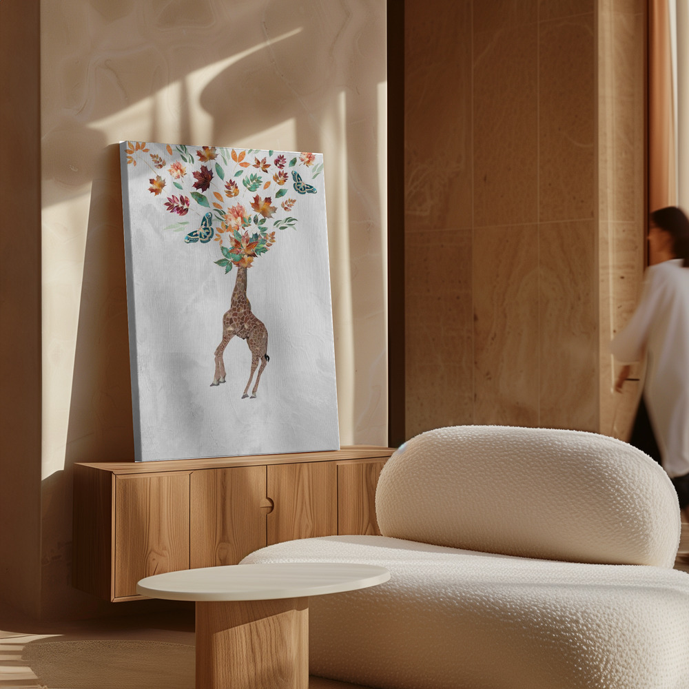 Canvas schilderi - Giraffe Autumn Leaves Head boven kast
