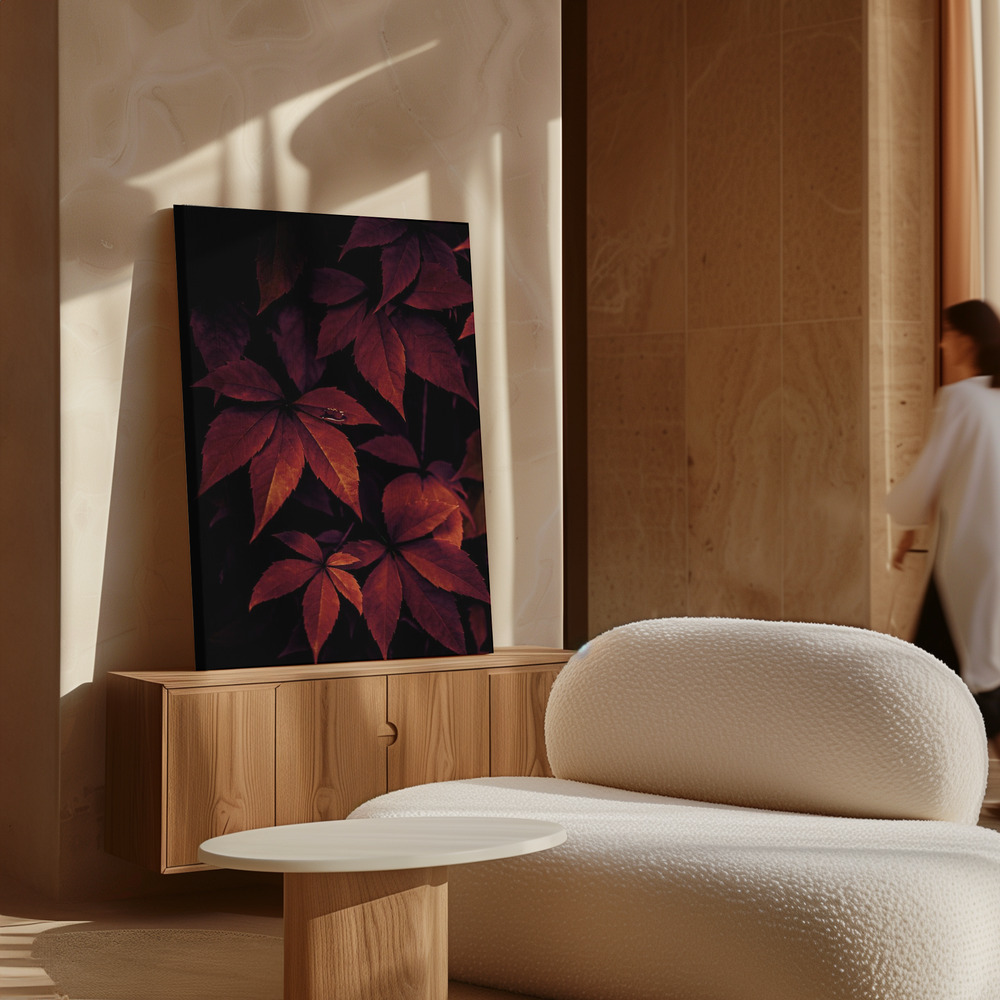 Canvas print - Dark Leaves 7X over cabinet