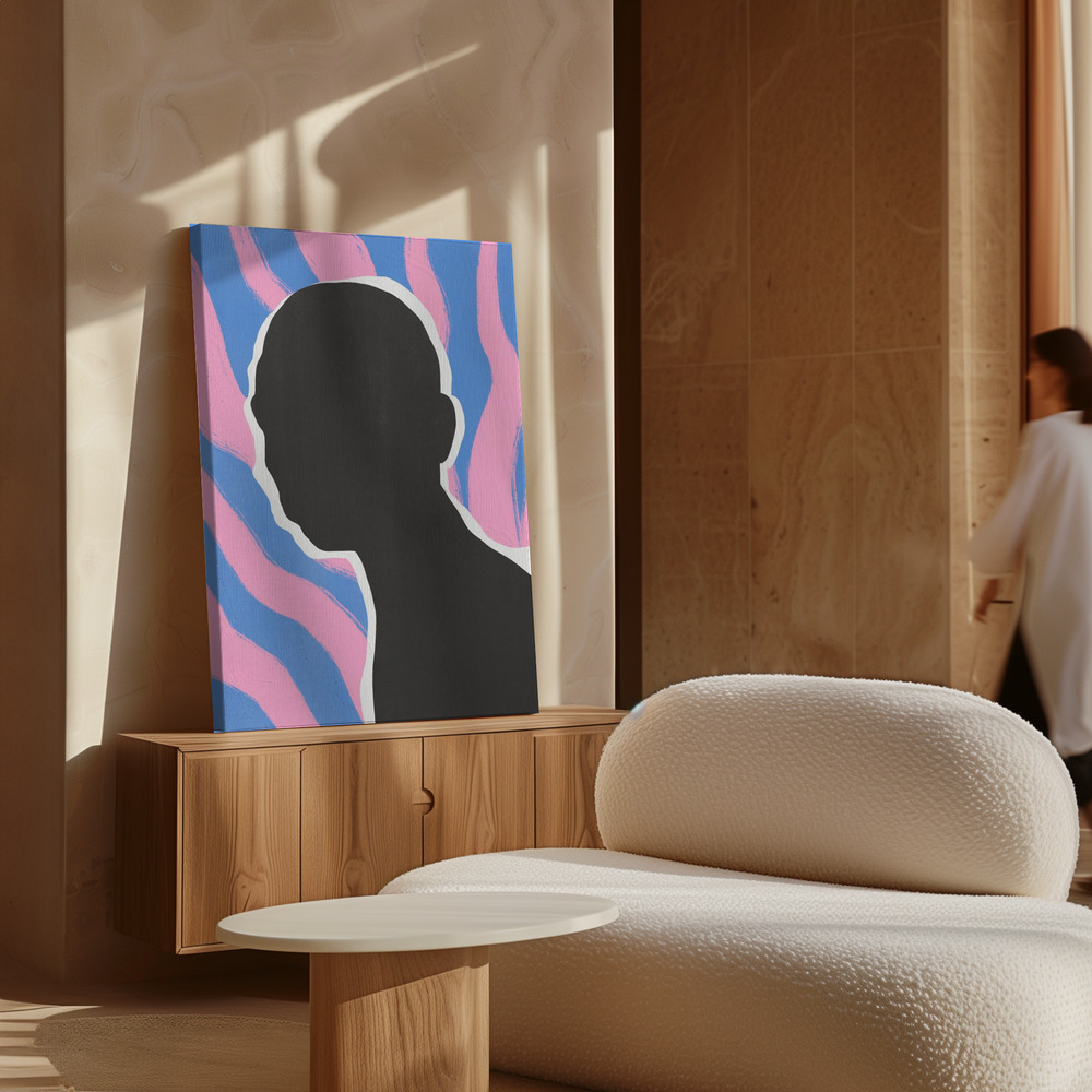 Lærred - Anonymous Portrait In Stripes over skab