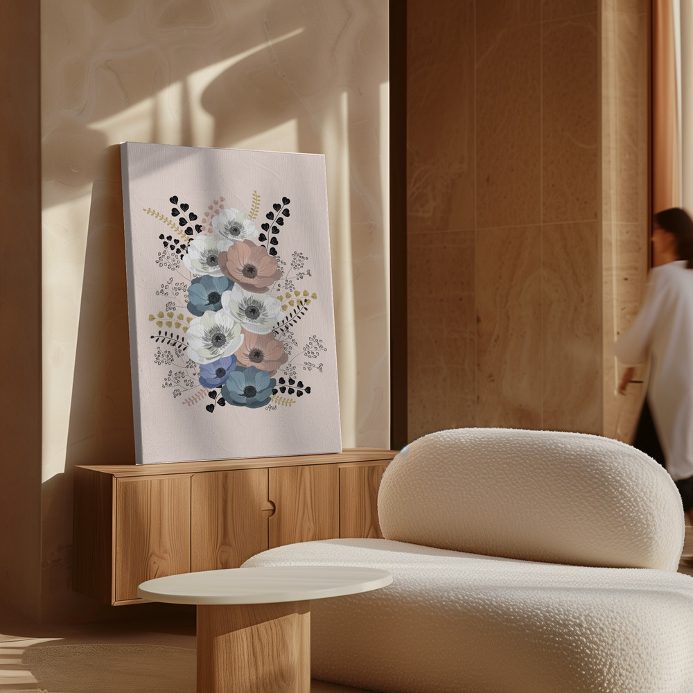 Canvas print - Anemones Floral Bouquet over cabinet