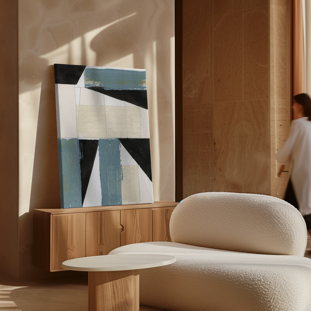 Canvas print - Abstract Blue Shapes No2 Print over cabinet