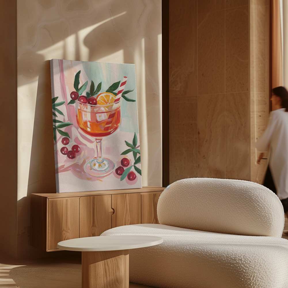 Canvas print - Christmas Aperol Spritz Cocktail over cabinet