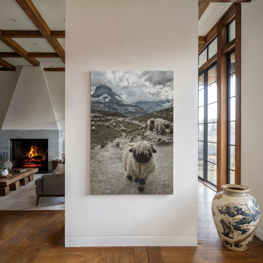 Canvas print - Out of my way by the fireplace