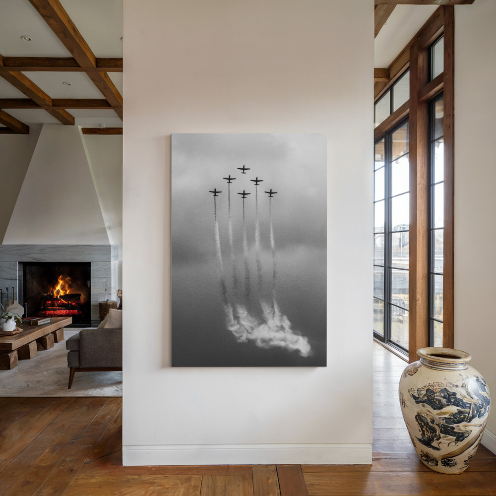 Canvas print - Six on Cloud by the fireplace