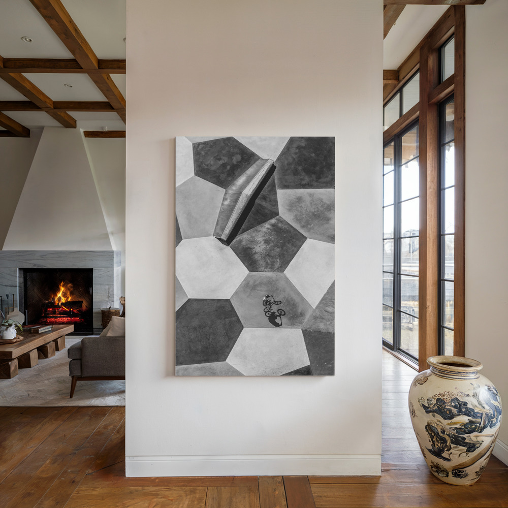 Canvas print - Lonely rider by the fireplace