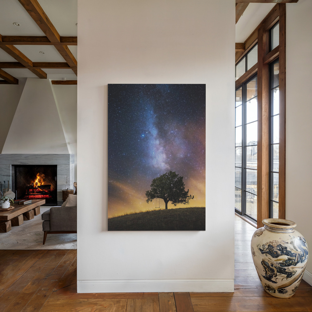 Canvas print - The dreamer's seat by the fireplace