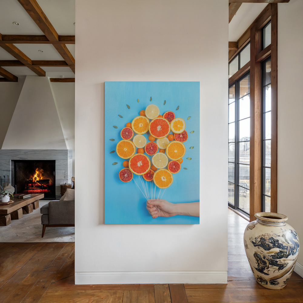 Canvas print - Congratulations on summer! by the fireplace