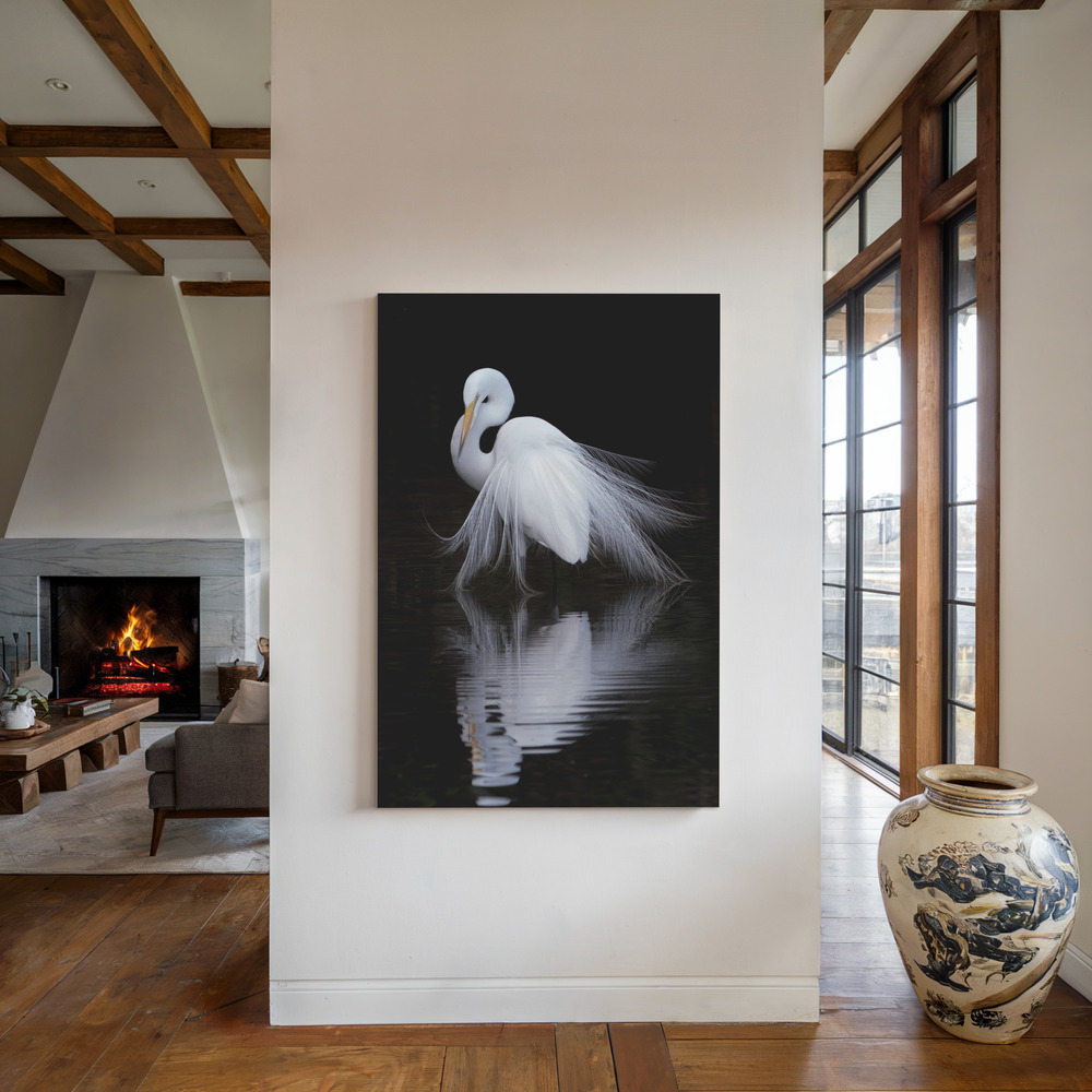 Canvas print - Watching by the fireplace