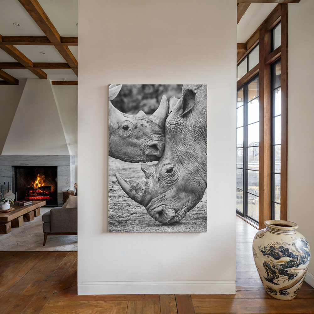 Leinwandbild - Face to face am Kamin