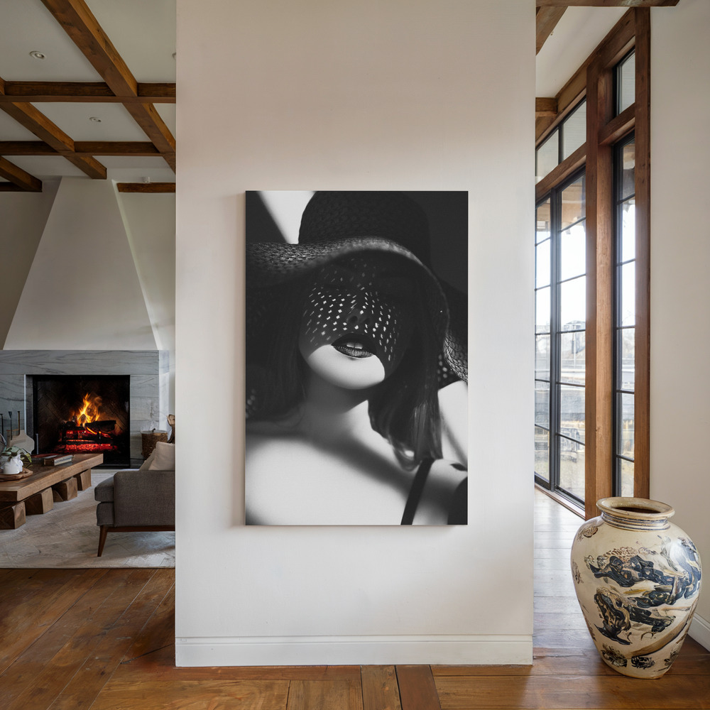 Canvas print - White dots by the fireplace