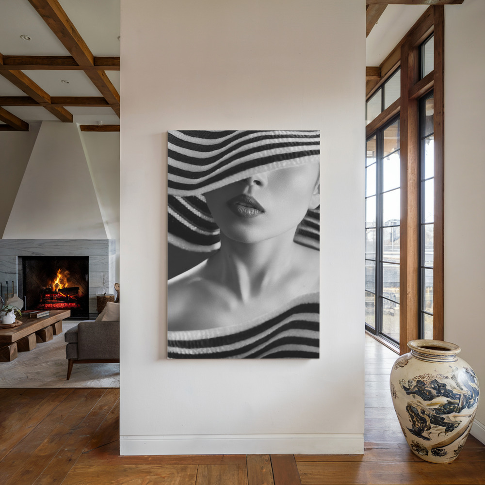 Toile - Black & white stripes au coin du feu
