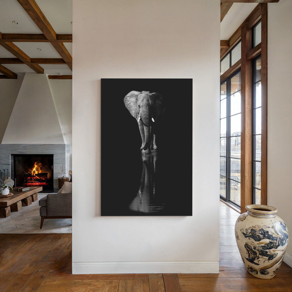 Canvas schilderi - Elephant bij de open haard