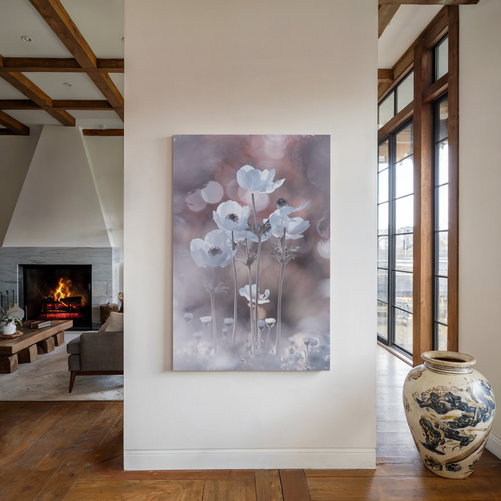 Lienzo - All the flowers of all the tomorrows are in the seeds of today junto a la chimenea