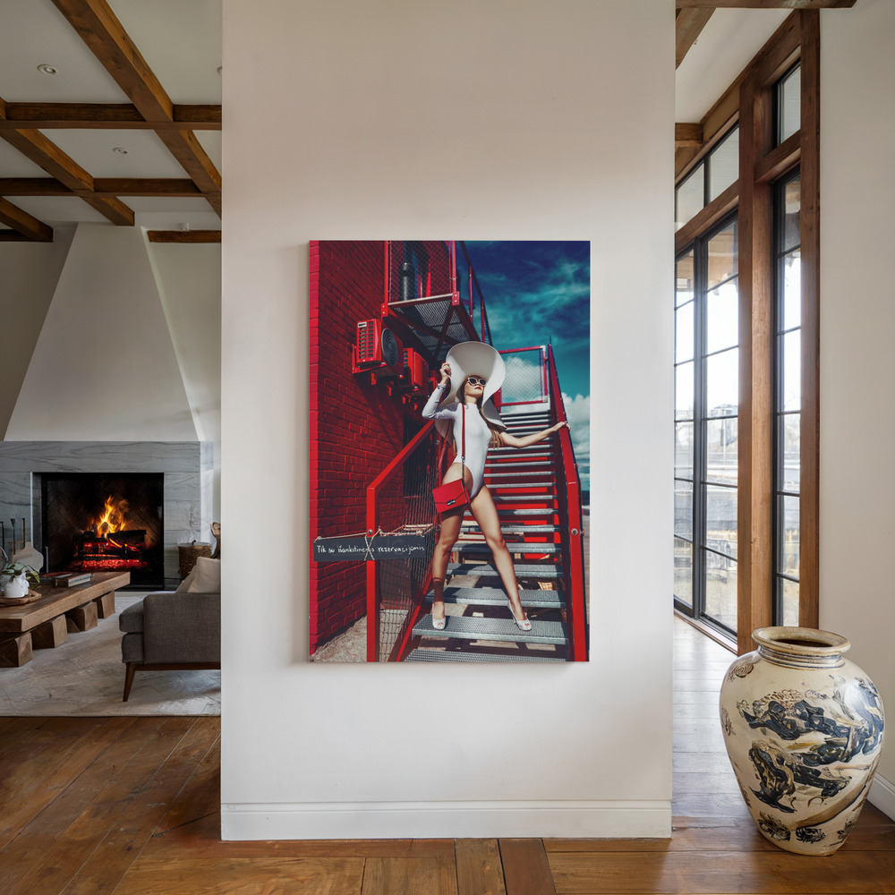 Canvas print - Red'n'White by the fireplace