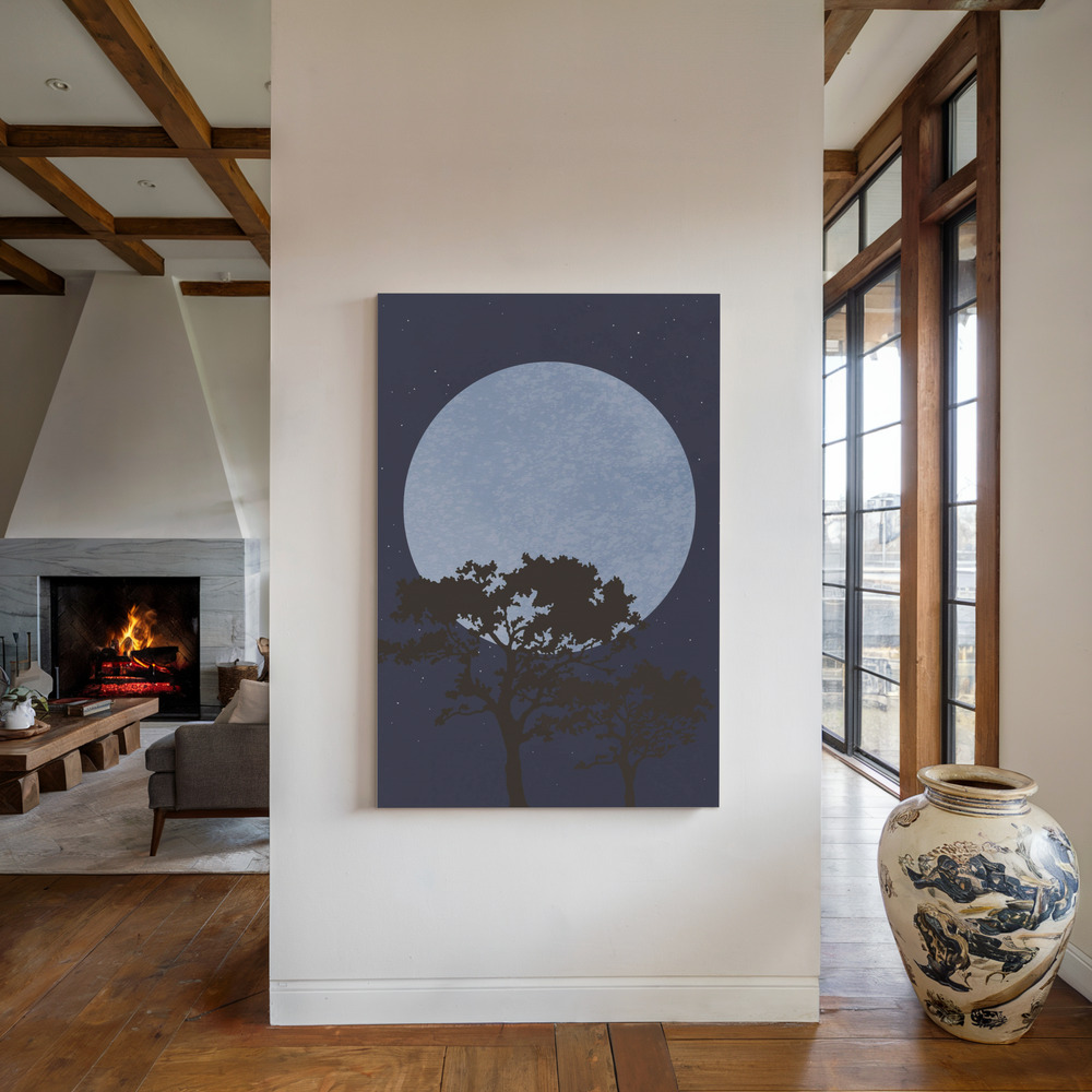 Canvas print - Dark Night by the fireplace