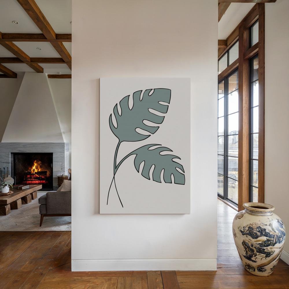 Canvas print - Monstera Cross by the fireplace