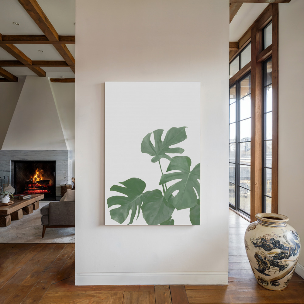 Canvas print - Monstera Aqua 04 by the fireplace