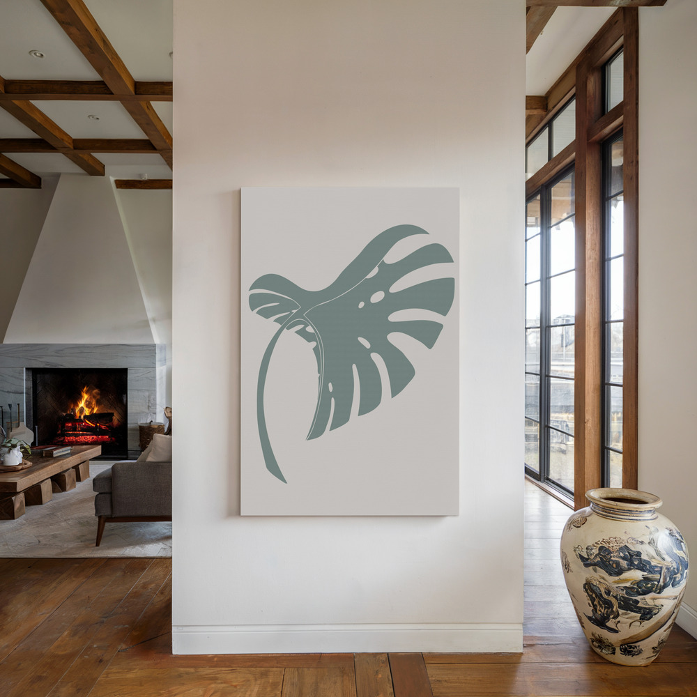 Canvas print - Monstera Bent Green by the fireplace
