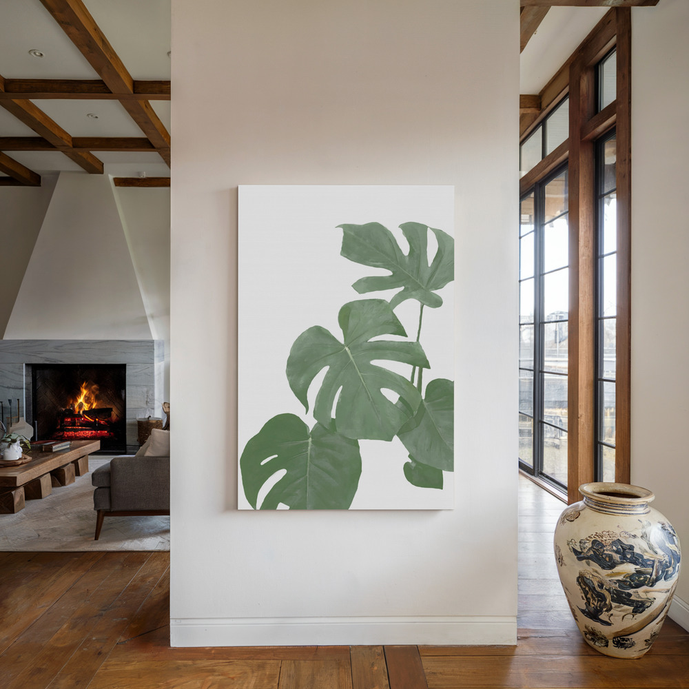 Toile - Monstera Aqua 03 au coin du feu