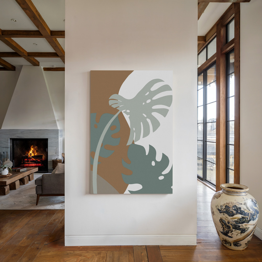 Leinwandbild - Monstera Cut Out 03 am Kamin