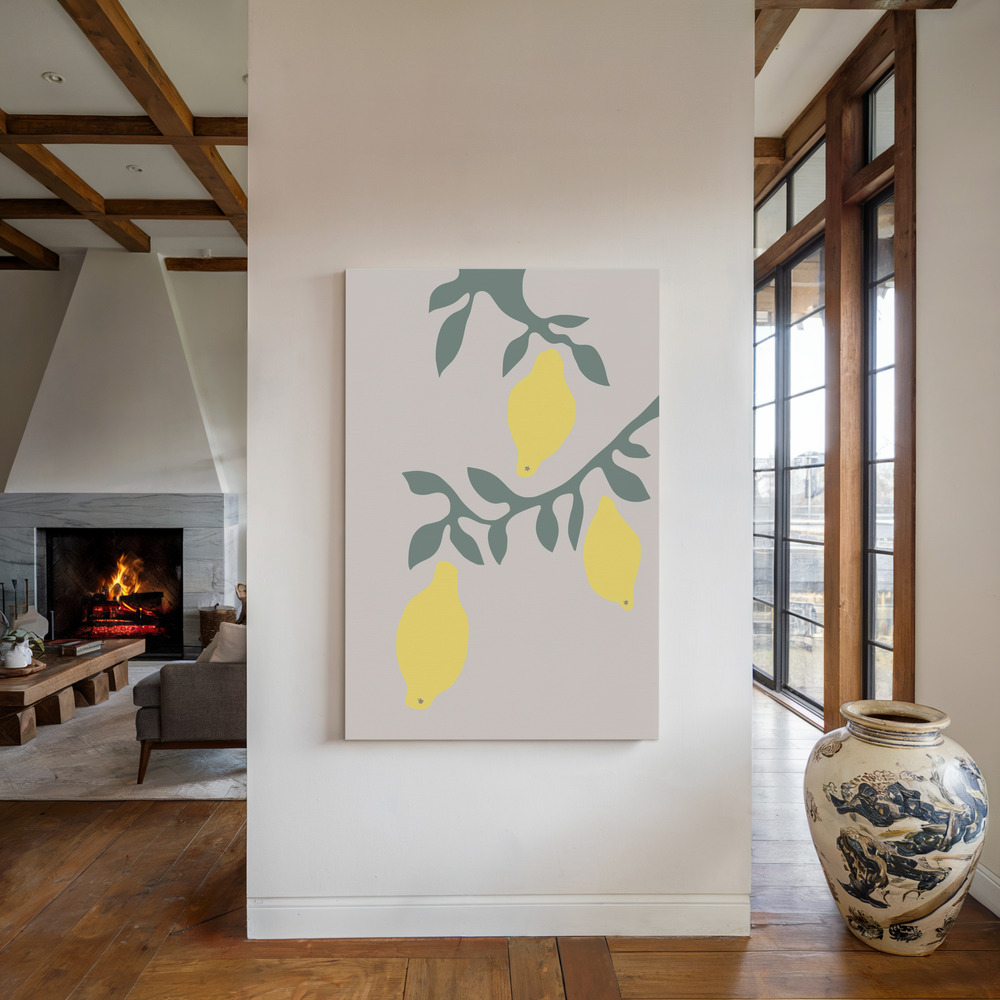 Canvas print - Lemons by the fireplace