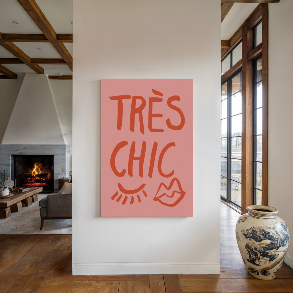 Canvas print - Très Chic Pink by the fireplace