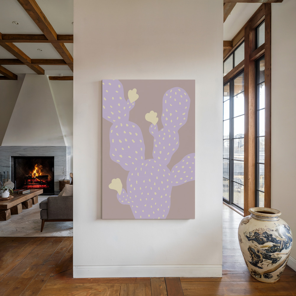 Canvas print - Lilac Cactus by the fireplace