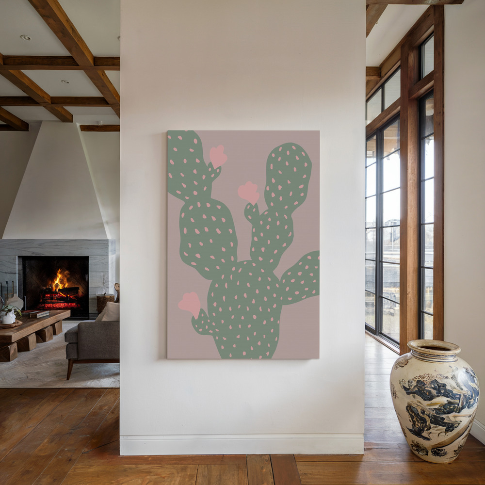 Leinwandbild - Green Cactus am Kamin