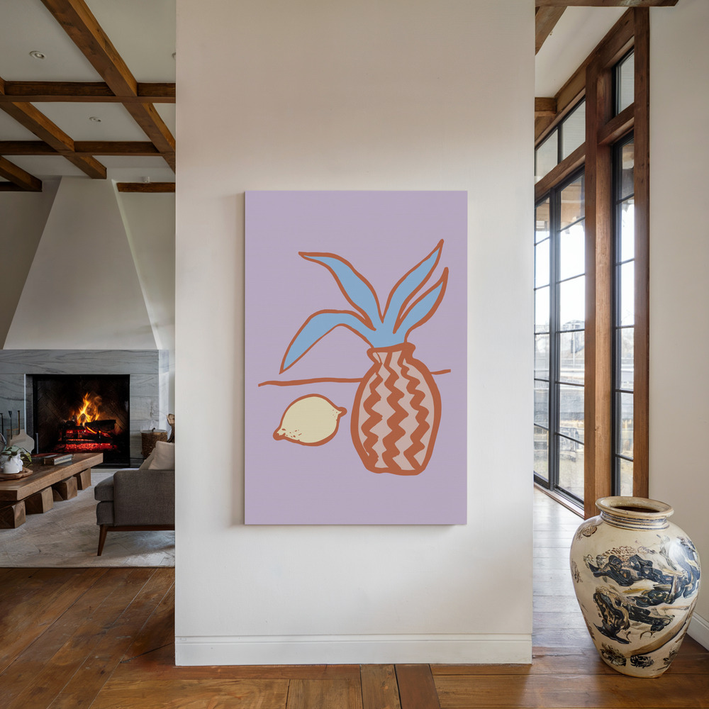 Canvas print - Lilac Lemon by the fireplace