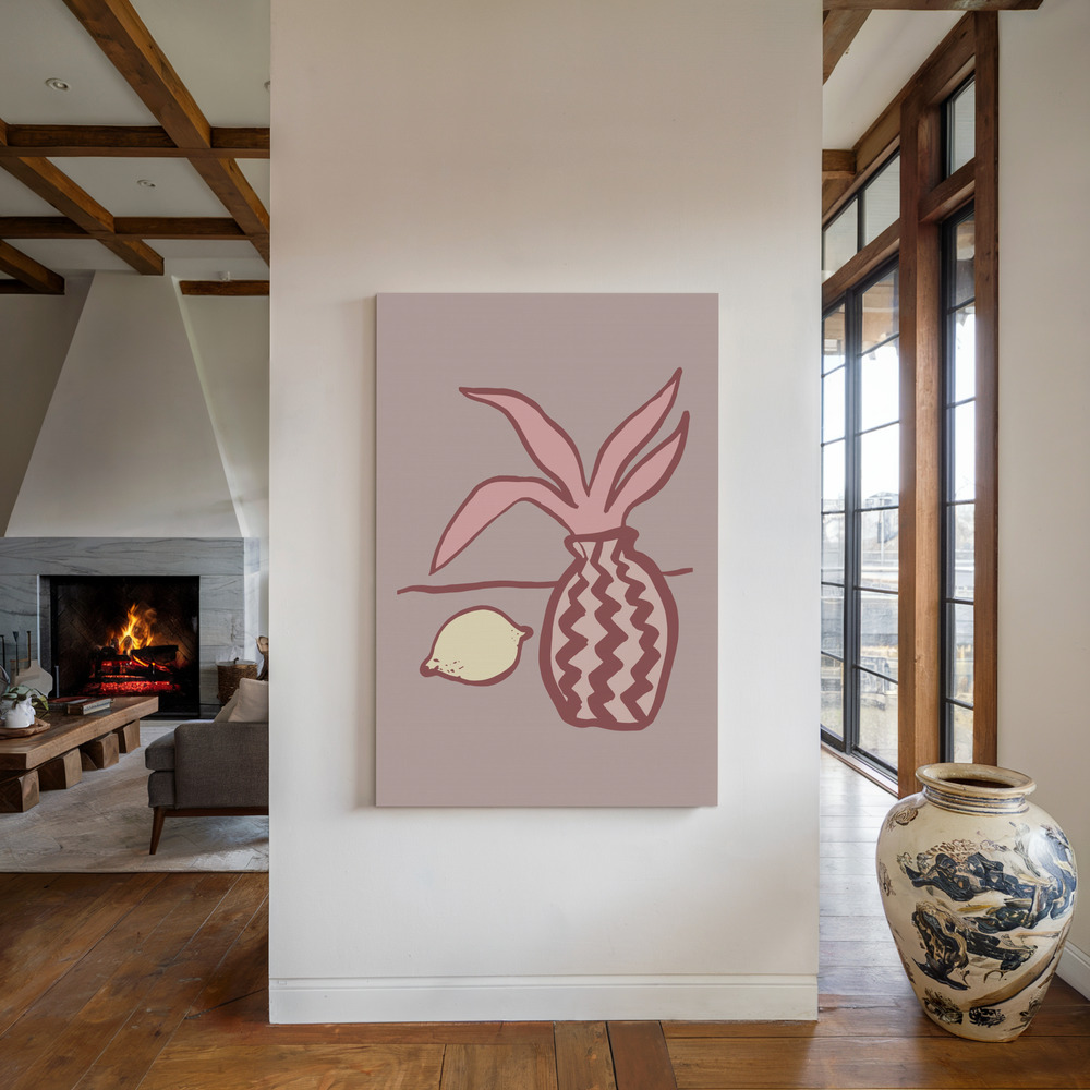 Canvas print - Pink Lemon by the fireplace