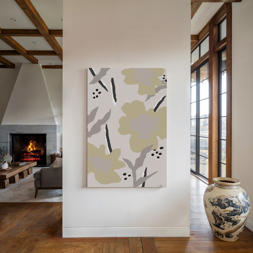 Canvas print - Beige Flowers by the fireplace