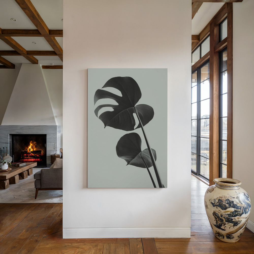 Leinwandbild - Monstera Teal 01 am Kamin